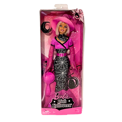 Barbie Pink Halloween Doll 2008 Mattel P7351 Glitter Web Dress New Sea –  awesomeitems4u.com