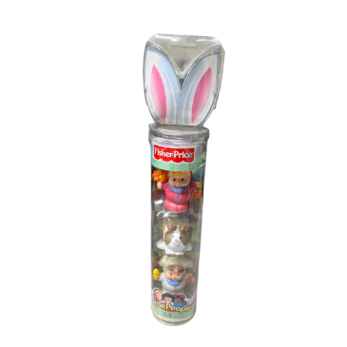 2003 Fisher Price Little People Easter Tube - Girl, Boy & Rabbit