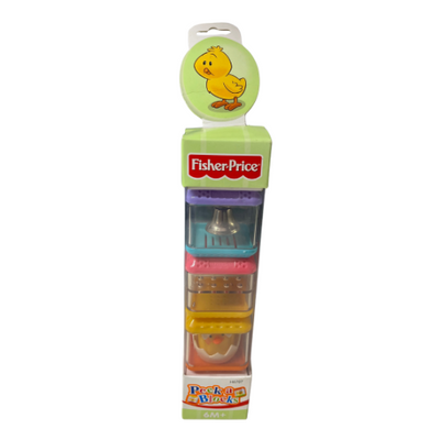 New 2004 Fisher Price Peek A Blocks. Baby Chick in shell, Beads, and Bell H6707