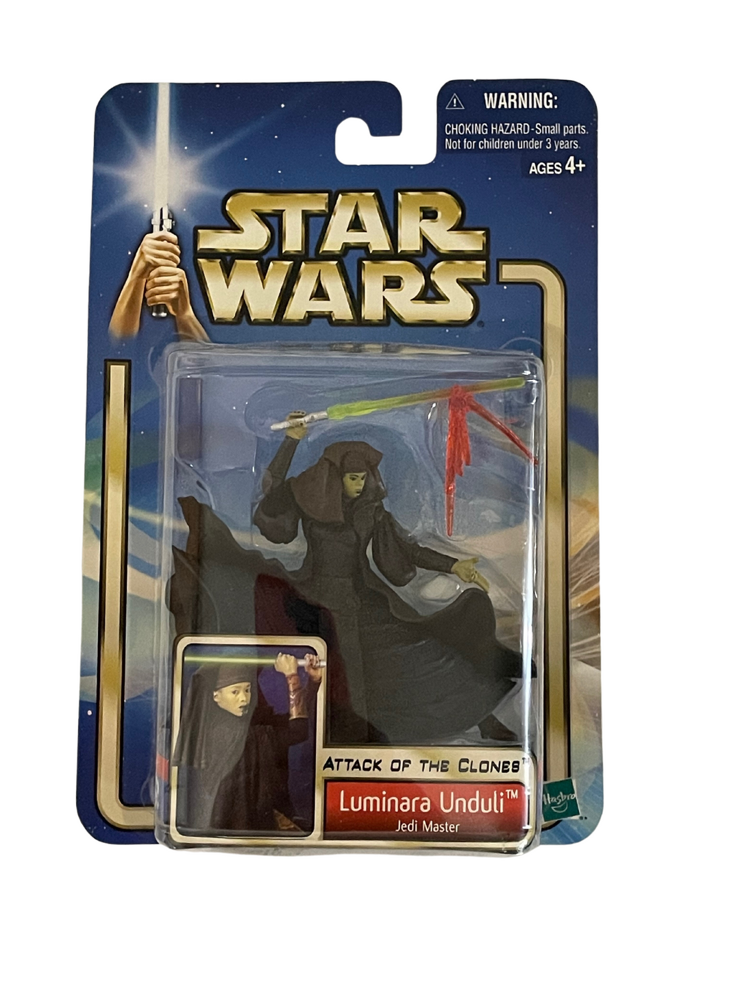 Star Wars Luminara Unduli Jedi Master Action Figure – Attack Of The Clones, 3,75 Pollici (circa 9,5 Cm), Hasbro 2002, Con Effetti E Base