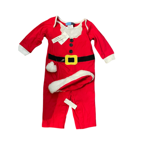 Santa Suit Romper With Hat Set - Size 12 Months