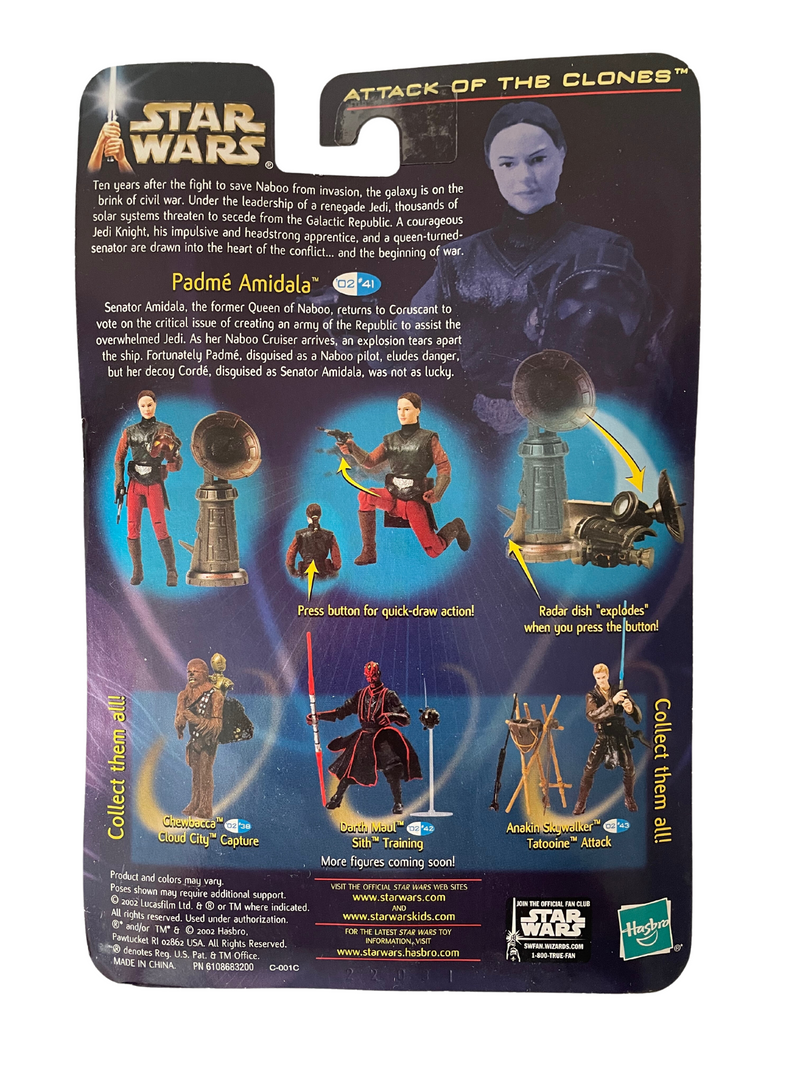 2002 Star Wars Attack of the Clones Padme Amidala Coruscant Attack Action Figure