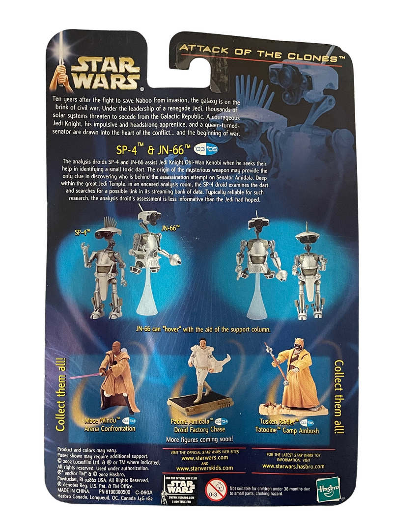 2002 Star Wars Attack of the Clones SP-4 & JN-66 Research Droids Action Figuress