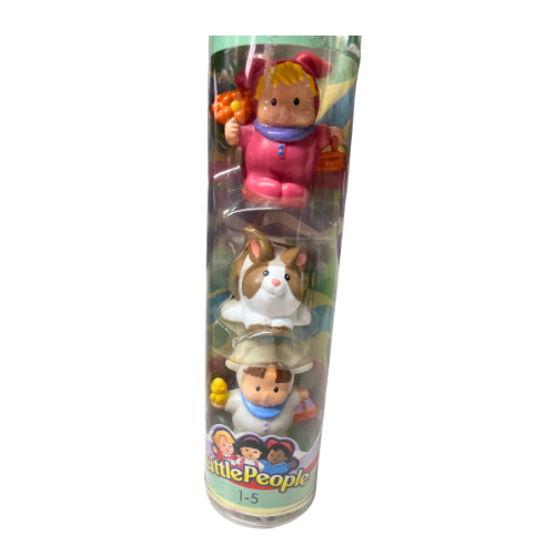 2003 Fisher Price Little People Easter Tube - Girl, Boy & Rabbit