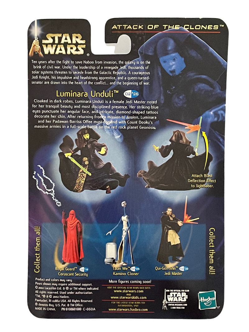 2002 Star Wars Attack of the Clones Luminara Unduli Jedi Master Action Figure