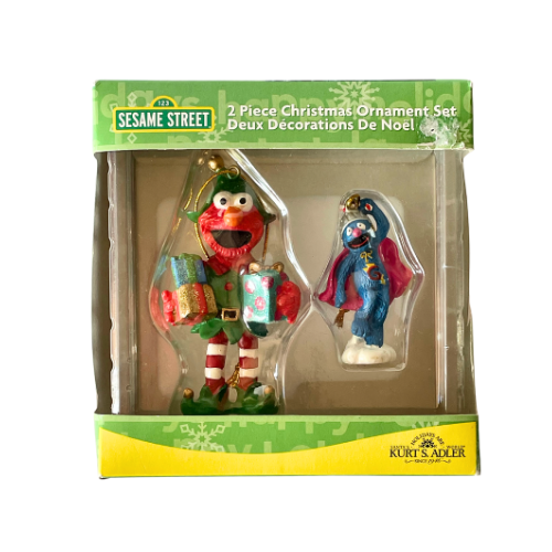 Kurt Adler 2 PC Christmas Ornament Set Elmo & Grover