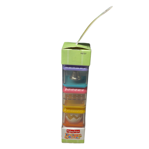New 2004 Fisher Price Peek A Blocks. Baby Chick in shell, Beads, and Bell H6707