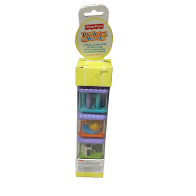 New 2004 Fisher Price Peek A Blocks. Duck, Cow, and Bell H6708