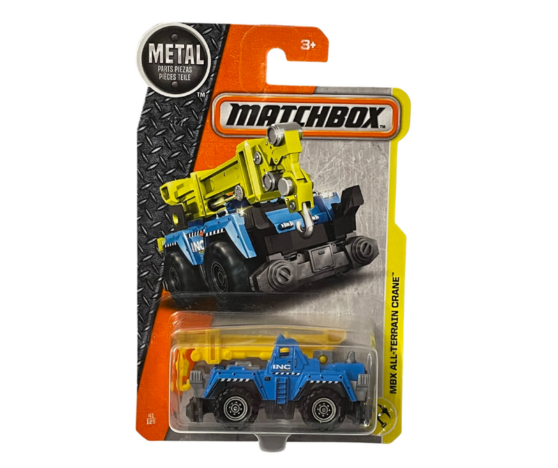 Matchbox 2016 MBX All-Terrain Crane, Blue with Yellow Crane. 41/125