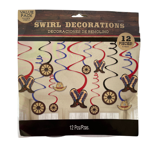 Yeehaw Western Swirl Decorations 12ct