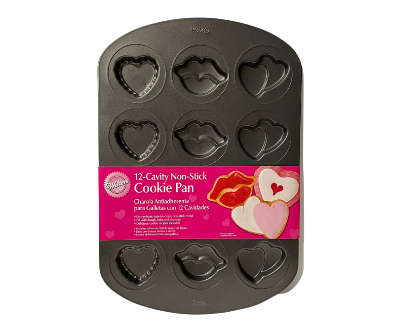 Wilton Cookie Pan Valentine Love Cookie Candy Bake Pan Hearts & Lips Non-stick