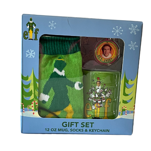 Elf Buddy Elf Gift Set - Socks, 12oz Mug & Keychain