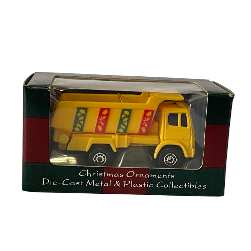 2000 Maisto Christmas Ornaments Dump Truck Yellow 