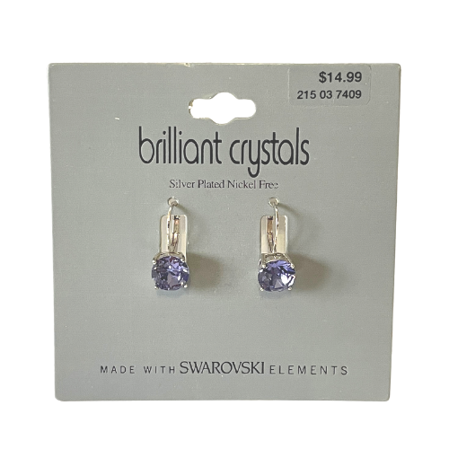 Brilliant Crystals Purple Dangle Earrings