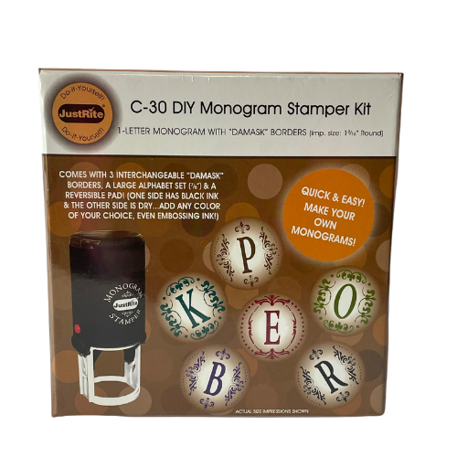 JustRite C-30 DIY Monogram Stamper Kit with "Damask" Boarder