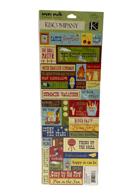 K & Company Happy Trails Great Outdoors Embossed Stickers