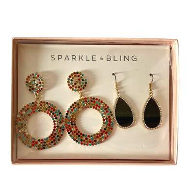 Sparkle & Bling Gold Earring Set, Dangle