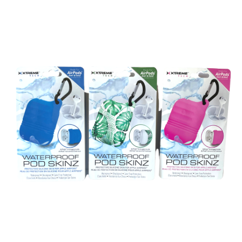 Xtreme Tech Waterproof Pod Skinz 1st Gen & 2nd Gen Apple Airpods Pink, Blue &