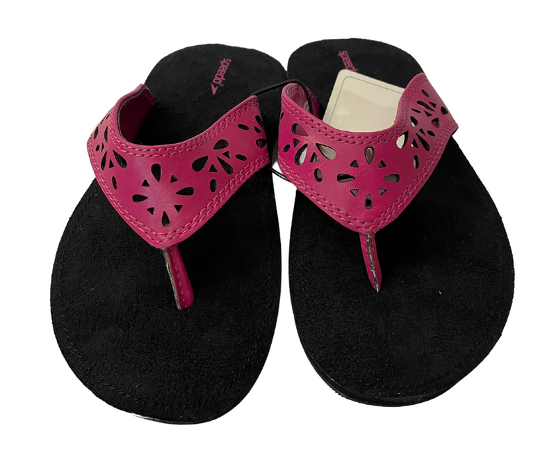 Girls Speedo Memory Foam Hot Pink & Black Flip Flops