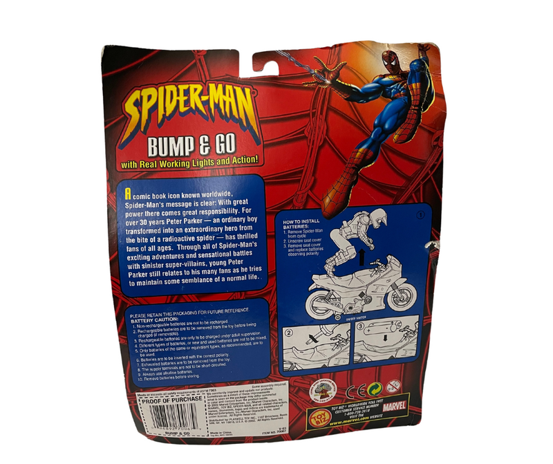 Vintage 2002 Toy Biz Marvel Spiderman Bump & Go Webcycle