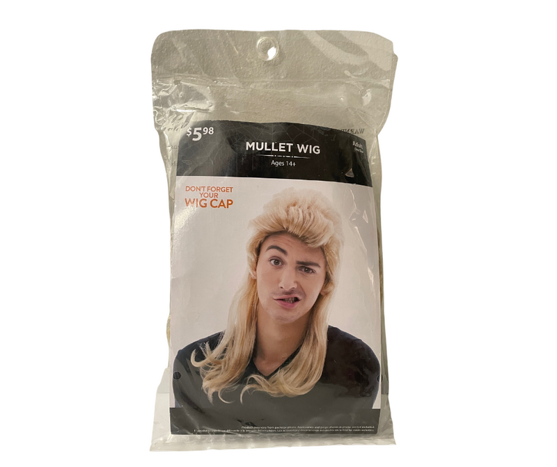 Halloween Blonde Mullet Wig, Adult