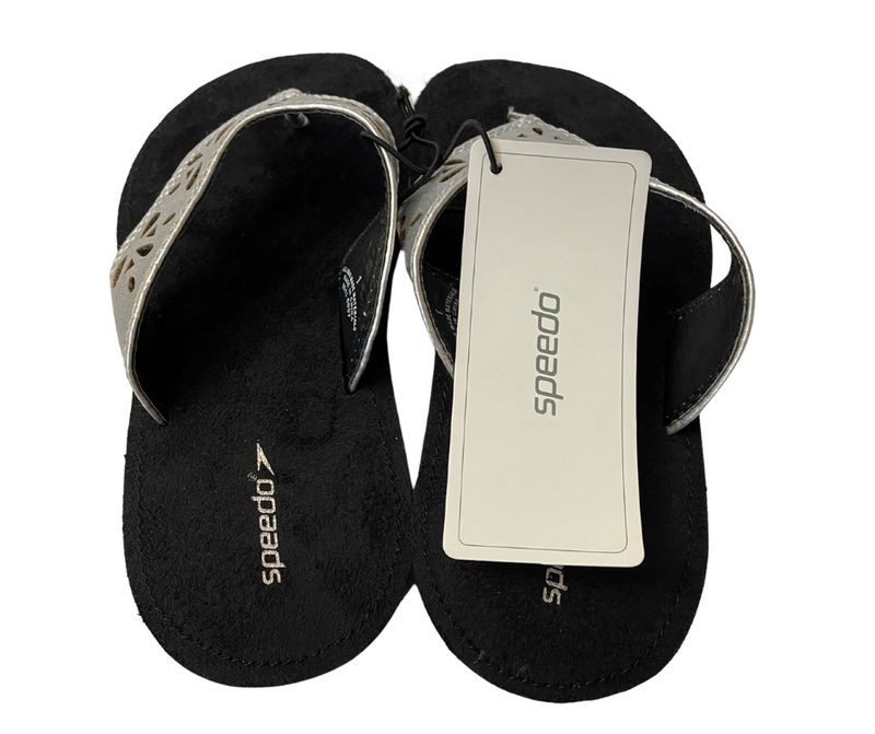 Girls Speedo Memory Foam Silver & Black Flip Flops