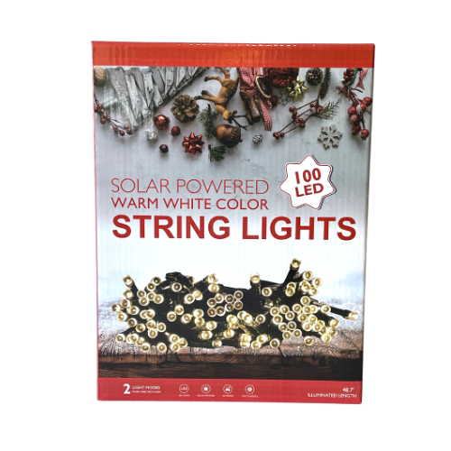 Solar Powered Warm White String Lights 100 LED 48.7&