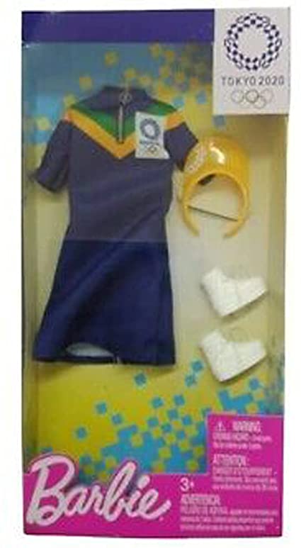 Barbie Tokyo 2020 blue dress Olympic Games outfit with accessories