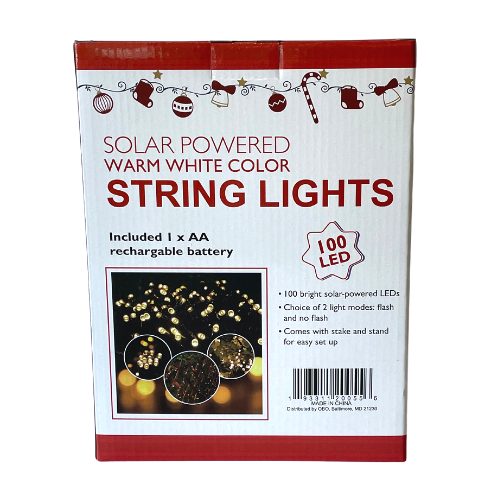 Solar Powered Warm White String Lights 100 LED 48.7&