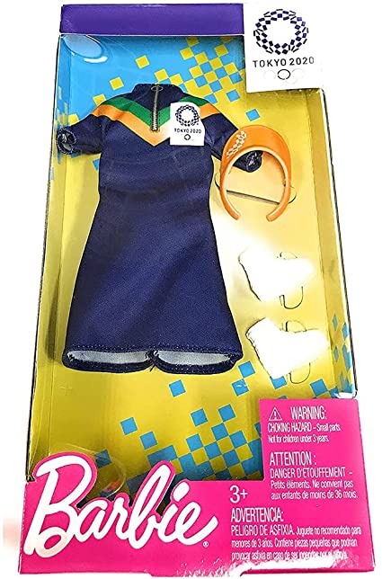 Barbie Tokyo 2020 blue dress Olympic Games outfit with accessories